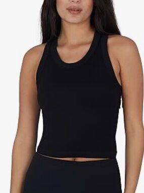 90 Degree By Reflex Womens Seamless Ribbed Black Meet and Greet Tank